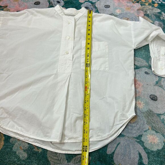 Everlane Shirt Womens 00 White Poplin Cotton Popover Button Down Collarless Top - Picture 10 of 14